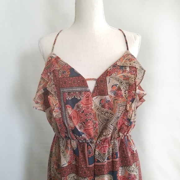 NWT BCBGENERATION Paisley Hypnosis Ruffle Dress - Picture 9 of 9